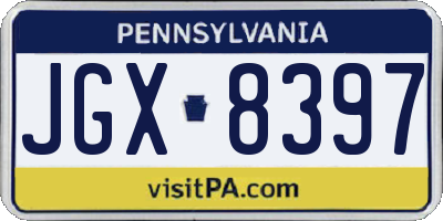 PA license plate JGX8397