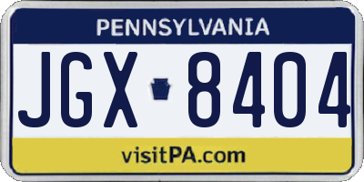 PA license plate JGX8404
