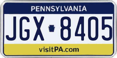 PA license plate JGX8405