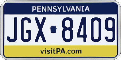 PA license plate JGX8409