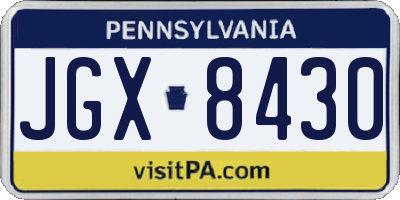 PA license plate JGX8430