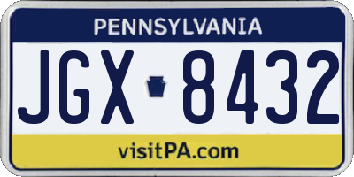 PA license plate JGX8432
