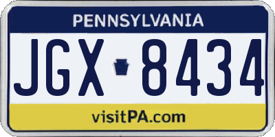 PA license plate JGX8434
