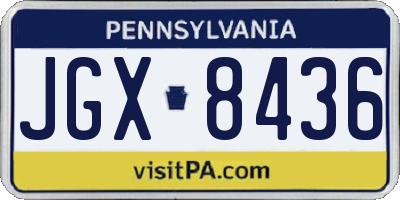 PA license plate JGX8436