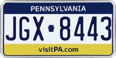 PA license plate JGX8443
