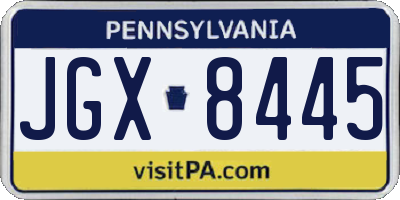 PA license plate JGX8445