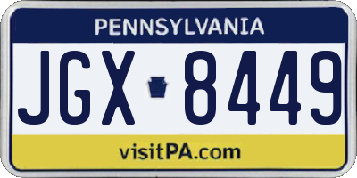 PA license plate JGX8449