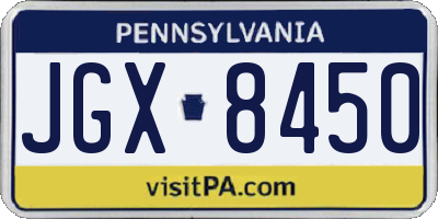 PA license plate JGX8450