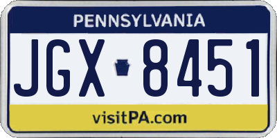 PA license plate JGX8451