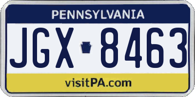 PA license plate JGX8463