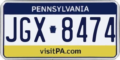 PA license plate JGX8474