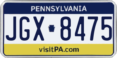 PA license plate JGX8475