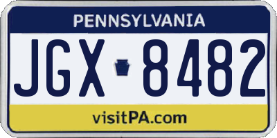 PA license plate JGX8482
