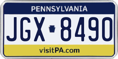 PA license plate JGX8490