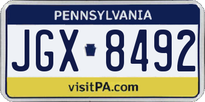 PA license plate JGX8492