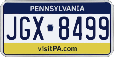 PA license plate JGX8499