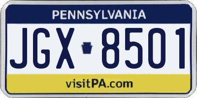 PA license plate JGX8501