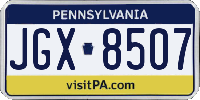 PA license plate JGX8507