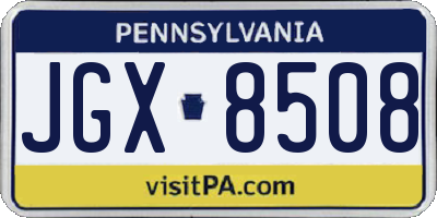 PA license plate JGX8508