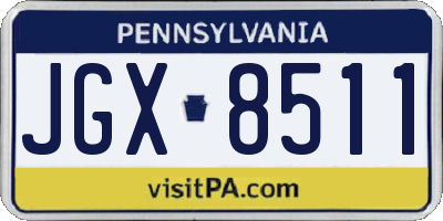 PA license plate JGX8511