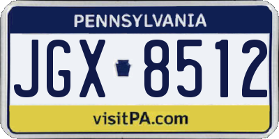 PA license plate JGX8512