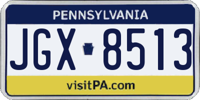 PA license plate JGX8513