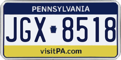 PA license plate JGX8518