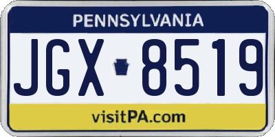 PA license plate JGX8519