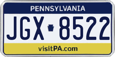 PA license plate JGX8522