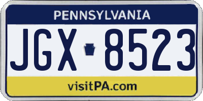 PA license plate JGX8523