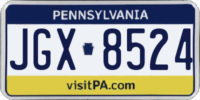 PA license plate JGX8524
