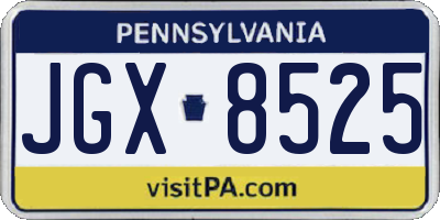 PA license plate JGX8525
