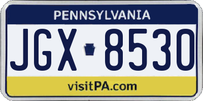 PA license plate JGX8530