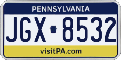 PA license plate JGX8532