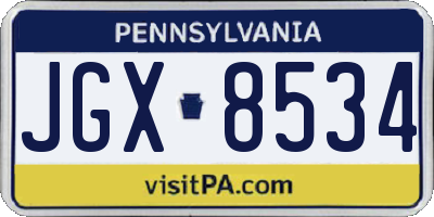 PA license plate JGX8534