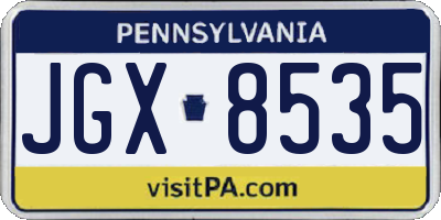 PA license plate JGX8535