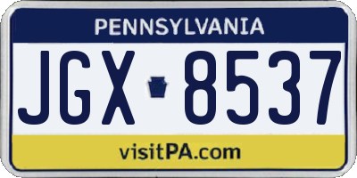 PA license plate JGX8537
