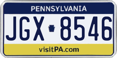 PA license plate JGX8546