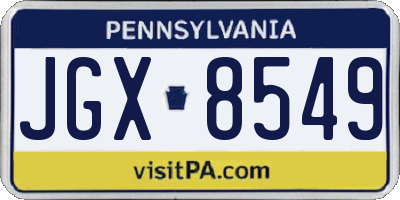 PA license plate JGX8549