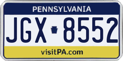 PA license plate JGX8552