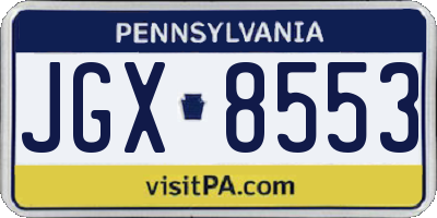 PA license plate JGX8553