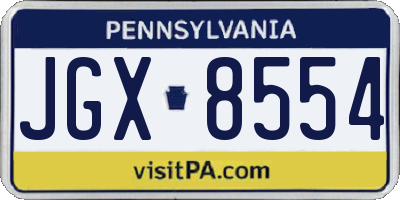 PA license plate JGX8554