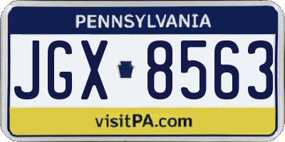 PA license plate JGX8563