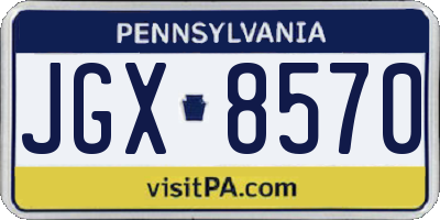 PA license plate JGX8570