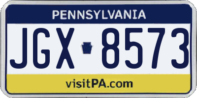 PA license plate JGX8573