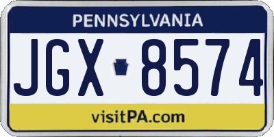 PA license plate JGX8574