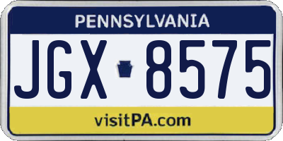 PA license plate JGX8575