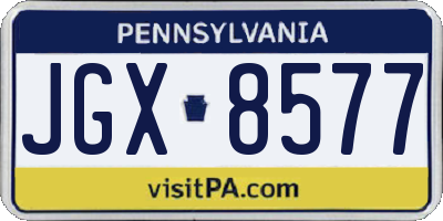 PA license plate JGX8577