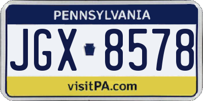 PA license plate JGX8578