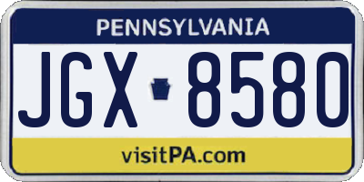 PA license plate JGX8580